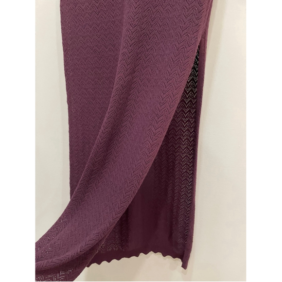 Revolve Heartloom Knit Crochet Maxi Skirt Sheer Womens Burgundy Small Slit - Picture 4 of 9